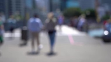 Blurred video of Downtown Wellington City waterfront view in the capital of New Zealand; Slow motion