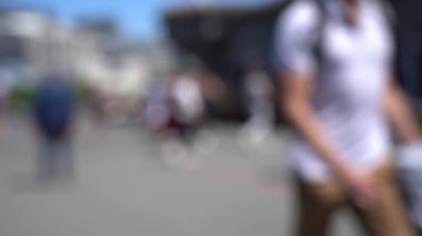 Blurred video of Downtown Wellington City waterfront view in the capital of New Zealand; Slow motion