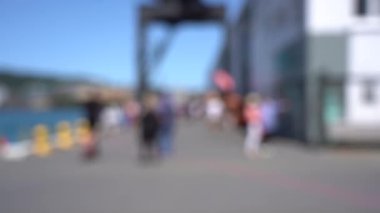 Blurred video of Downtown Wellington City waterfront view in the capital of New Zealand; Slow motion