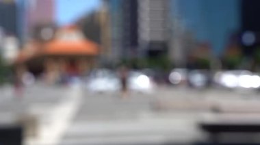 Blurred video of Downtown Wellington City waterfront view in the capital of New Zealand; Slow motion