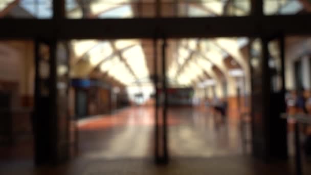 Blur Slow Motion Video People Passing Wellington Railway Station New — Stok video