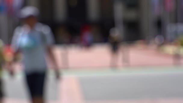 Blur Vídeo Cámara Lenta Personas Que Pasan Por Estación Tren — Vídeo de stock