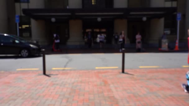 Blur Slow Motion Vídeo People Passing Wellington Railway Station Nova — Vídeo de Stock