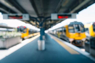 Blur image of People passing through Wellington Railway Station,