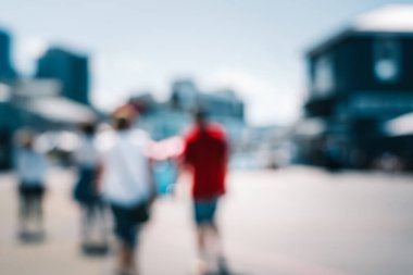 Wellington City 'nin başkentindeki deniz manzarasının bulanık görüntüsü 