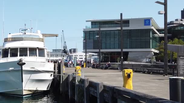 Wellington, Nueva Zelanda, 05 de FEB de 2020: Calles del centro de Wellington City en la capital de Nueva Zelanda, movimiento lento de peatones y tráfico . — Vídeos de Stock