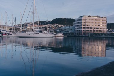 Wellington City şehir merkezi rıhtım manzarası