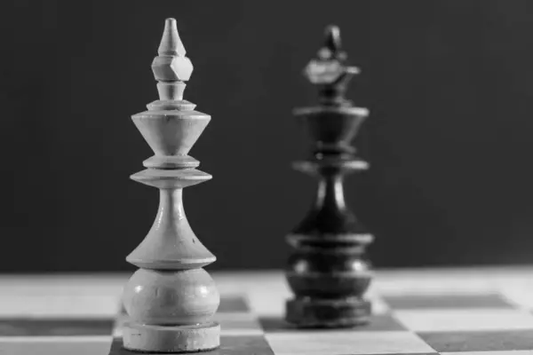 Изображение Шахмат Доске Игры Черно Белый Стиль — стоковое фото