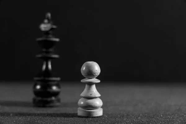 Obrázek Šachové Figurky Palubě Hry Černobílý Styl — Stock fotografie