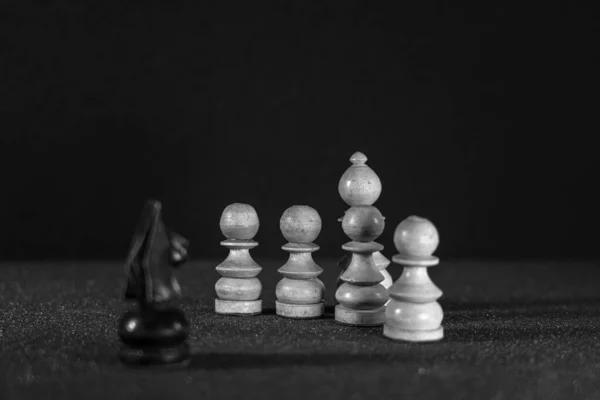 Image Pièces Échecs Bord Pour Jeu Style Noir Blanc — Photo