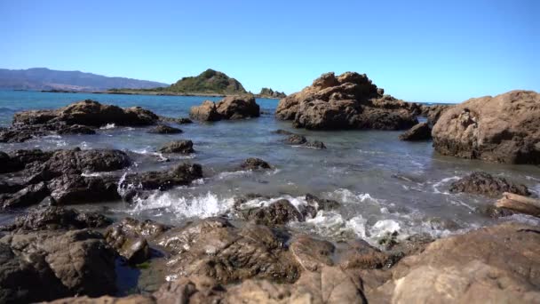 Seascape New Zealand Waves Crash Beach Новій Зеландії — стокове відео