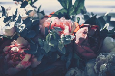 Güzel Yapay Gül Çiçekleri Arkaplanı, Vintage tarzı;