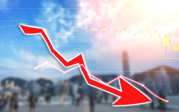 Doppelbelichtung Des Aktienmarktdiagramms Konzept Für Den Hongkong Aktienmarkt Oder Unternehmen — Stockfoto