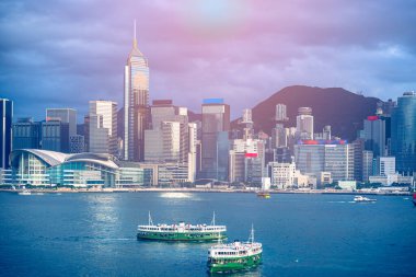 Hong Kong Victoria Limanı manzarası; Hong Kong Şehri manzarası