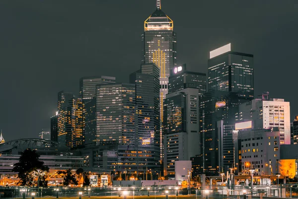 Hong Kong Miasto Krajobraz Nocy — Zdjęcie stockowe