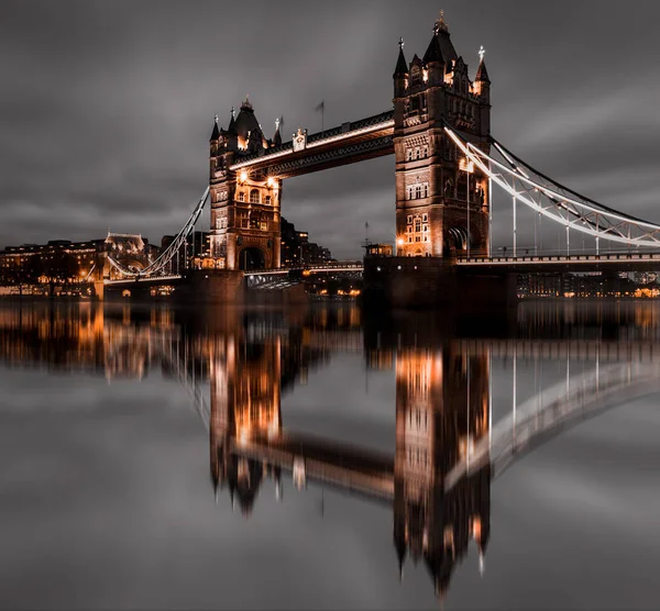 Londra Kule Köprüsü Gece Londra Skyline Soyut Yatay Arkaplan — Stok fotoğraf