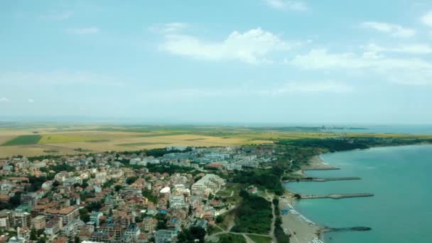 Aerial Survey Sea Sarafovo Burgas Bulgaria — Stock Video