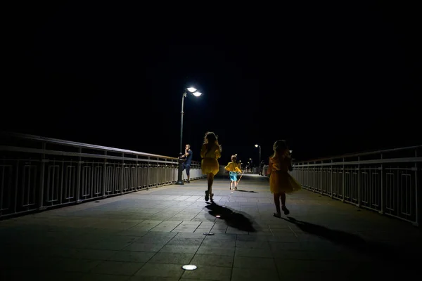 Burgas Brug Nacht Onder Lantaarns — Stockfoto