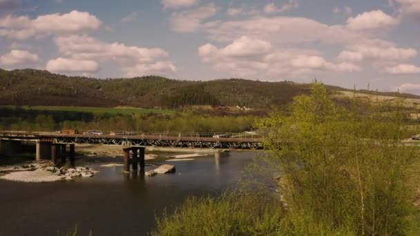 Dağların Havadan Görünüşü Karpatlar Stryi Nehri — Stok video