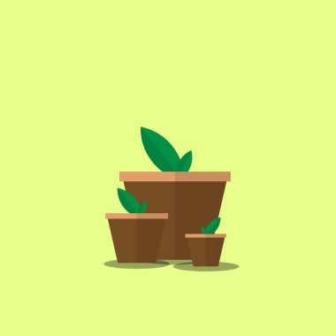 Bahçe illüstrasyon vektör konseptinde çeşitli tasarım ve çiçek açan yaprak kapları. En düşük dekorasyon konsepti tasarımı.