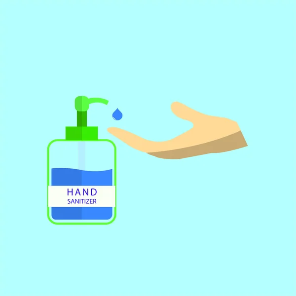 Tvätta Handen Med Handdesinfektionsmedel Flaska Alkoholdesinfektionsmedel Dödar Flesta Bakterier Svampar — Stock vektor