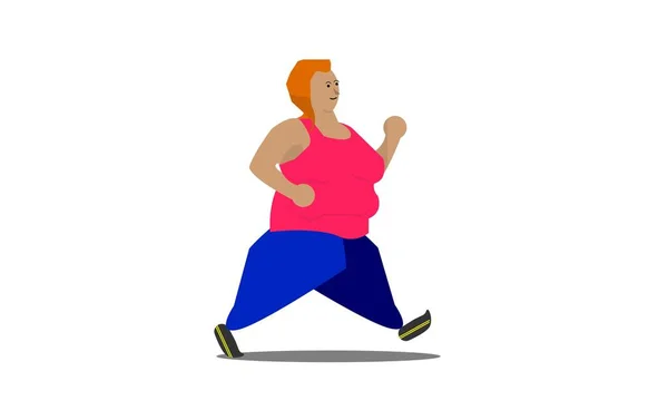 Illustration Une Femme Lourde Tenue Sport Qui Fait Jogging Avec — Image vectorielle