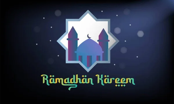 Illustration Ramadhan Kareem Background Arabic Calligraphic Text Purple Mosque Crescent — Stock Vector