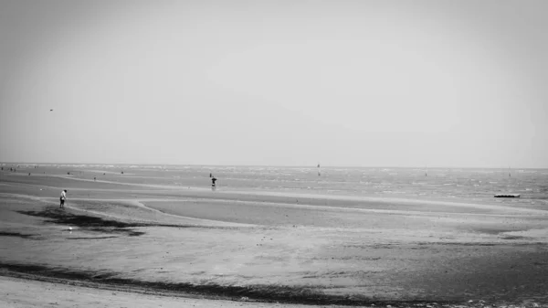 Sepang Malaysia September 2019 Schwarzweiß Der Ebbe Bagan Lalang Beach — Stockfoto