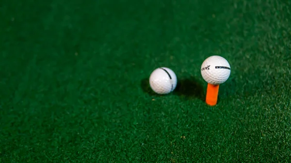 Selangor Malaysia September 2019 Close View Golf Ball Tee Green — Stock Photo, Image