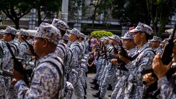 Putrajaya Malasia Agosto 2019 Vista Cerca Del Contingente Desfile Marchando — Foto de Stock