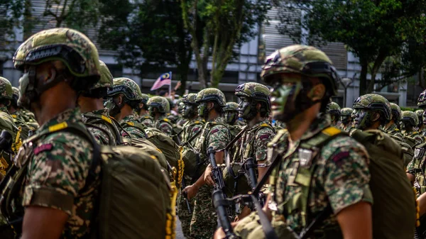 Putrajaya Malesia Agosto 2019 Vista Ravvicinata Del Contingente Della Sfilata — Foto Stock