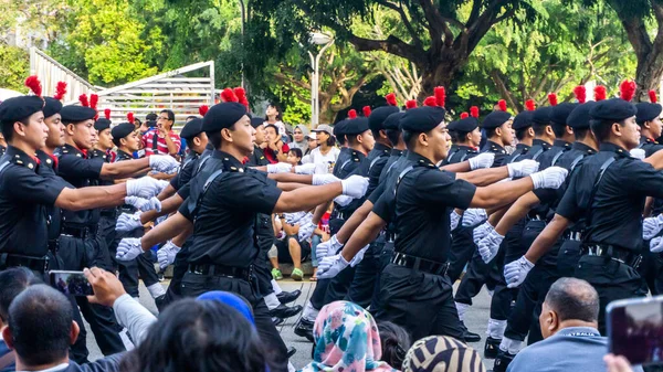 Putrajaya Malásia Agosto 2019 Visão Perto Contingente Desfiles Marchando Dia — Fotografia de Stock