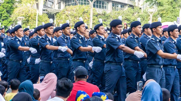 Putrajaya Malasia Agosto 2019 Vista Cerca Del Contingente Desfile Marchando —  Fotos de Stock