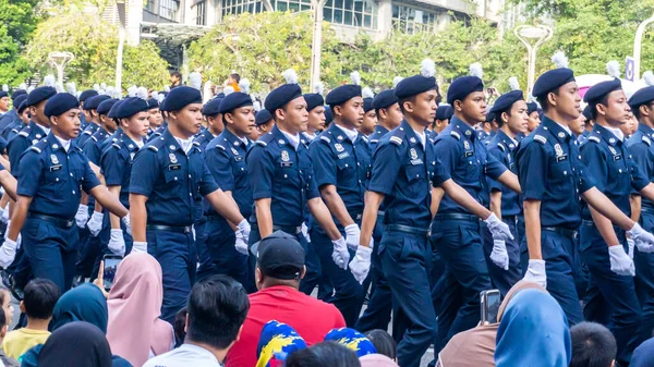 Putrajaya Malasia Agosto 2019 Vista Cerca Del Contingente Desfile Marchando —  Fotos de Stock