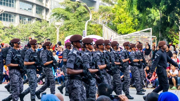 Putrajaya Malásia Agosto 2019 Visão Perto Contingente Desfiles Marchando Dia — Fotografia de Stock