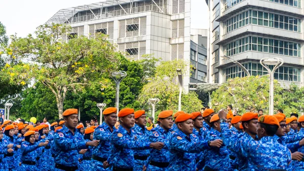 Putrajaya Malasia Agosto 2019 Vista Cerca Del Contingente Desfile Marchando —  Fotos de Stock