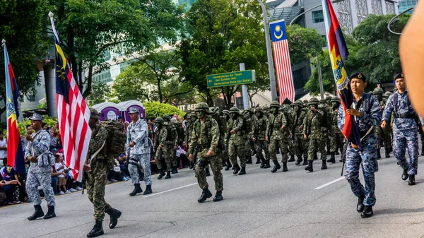 Putrajaya Malesia Agosto 2019 Vista Ravvicinata Del Contingente Della Sfilata — Foto Stock