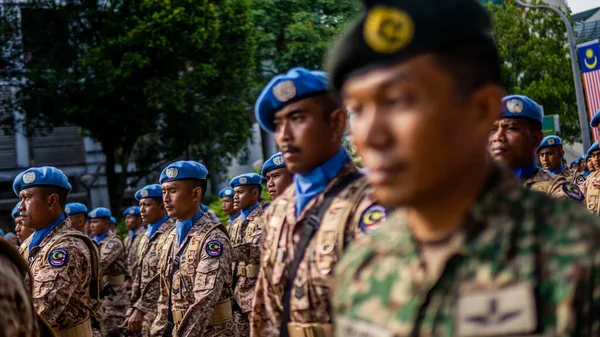 Putrajaya Malesia Agosto 2019 Vista Ravvicinata Del Contingente Della Sfilata — Foto Stock