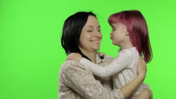 Mother and daughter enjoying playing, hug, embrace, kiss. Mothers day. Family — Stock Video