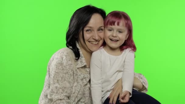 Mother and daughter enjoying playing, hug, embrace, kiss. Mothers day. Family — Stock Video