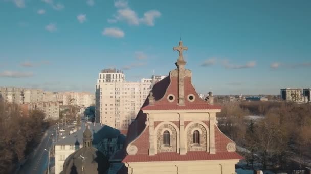 Aerial view Saint Josaphat Church Ukrainian Catholic Cathedral. Lviv, Ukraine — Stock Video