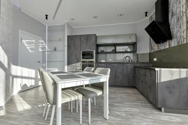 Cocina Con Electrodomésticos Hermoso Interior —  Fotos de Stock