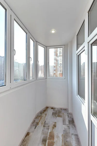 interior of a long apartment balcony