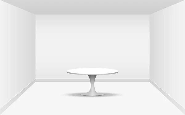 Λευκό Στρογγυλό Τραπέζι Στο Λευκό Στούντιο Δωμάτιο — Διανυσματικό Αρχείο