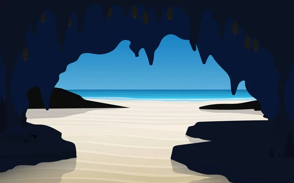 Paisaje Cueva Playa — Archivo Imágenes Vectoriales