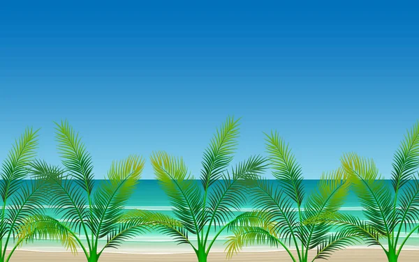 Landscape Coconut Tree Beach Day Time — Stock Vector