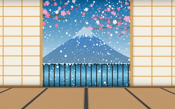 富士山の雪景色 — ストックベクタ