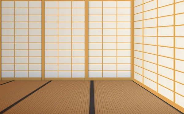 Ruang Dojo Dalam Ruangan Jepang - Stok Vektor