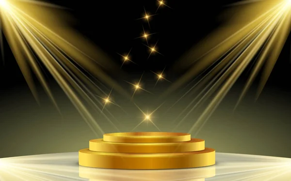 Stüdyo odasında eski podyum ve altın ışık