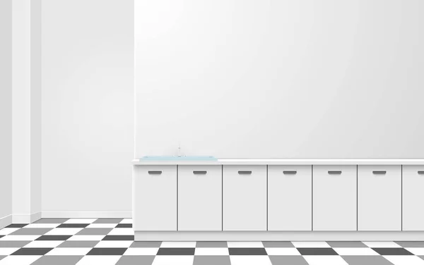 Interieur Van Witte Keuken Kamer — Stockvector